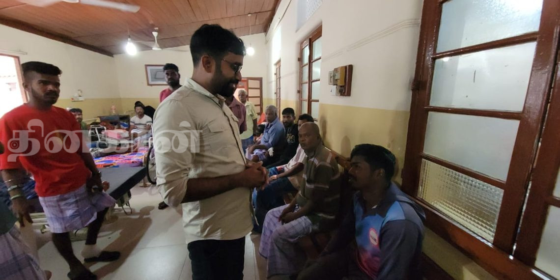 காயமடைந்த இந்திய மீனவர்களை பார்வையிட்ட நாடாளுமன்ற உறுப்பினர்கள்.!