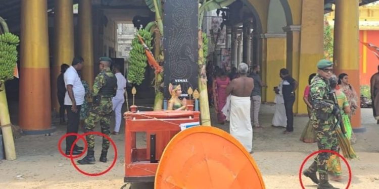 ஆலய நெறிமுறைகளை மீறிய பிரதமரின் பாதுகாப்புப் பிரிவினர்.!