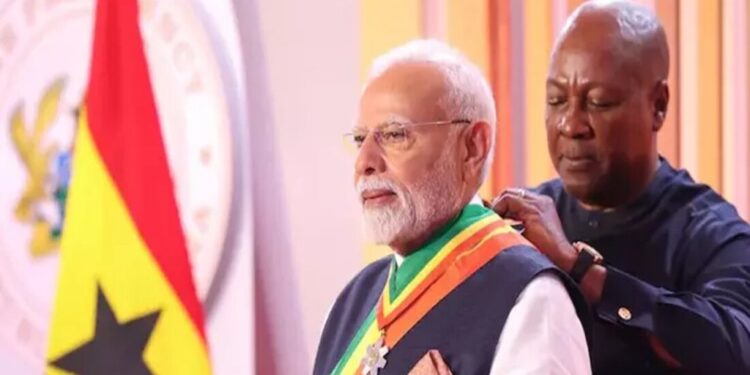 பிரதமர் மோடிக்கு கானா நாட்டின் உயரிய விருது!