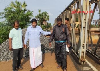 சேதமடைந்துள்ள கண்டாவளைப் பாலம்; நேரில் சென்று பார்வையிட்ட ரவிகரன் எம்.பி.!
