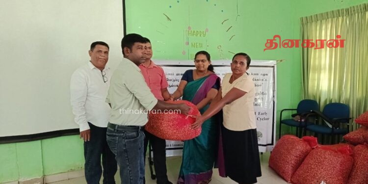 டித்வா புயலால் பாதிக்கப்பட்ட விவசாயிகளுக்கு நிலக்கடலை விதைகள் வழங்கி வைப்பு.!