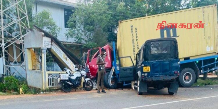 இன்று காலை இடம்பெற்ற கோர விபத்து; தரைமட்டமான பேருந்து தரிப்பிடம்.!