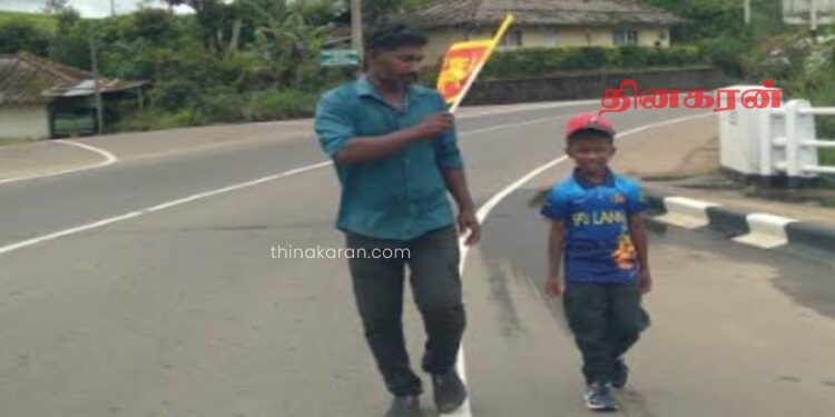 தலவாக்கலையிலிருந்து ஜனாதிபதி செயலகம் வரையான சிறுவனின் நடைபயணம் இடைநிறுத்தம்.!