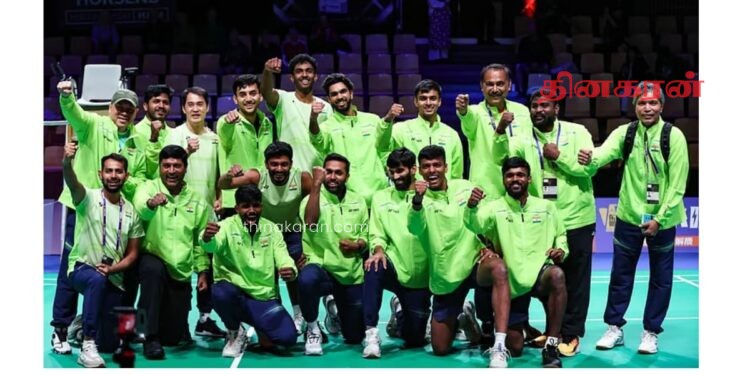 தாமஸ் கோப்பை பாட்மிண்டன் அரை இறுதிக்கு முன்னேறியது இந்திய அணி!
