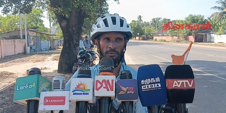 தற்கொலைக்கு எதிராக இந்திய மாற்றுத்திறனாளி இளைஞன்&nbsp; துவிச்சக்கரவண்டி விழிப்புணர்வு பயணம்!
