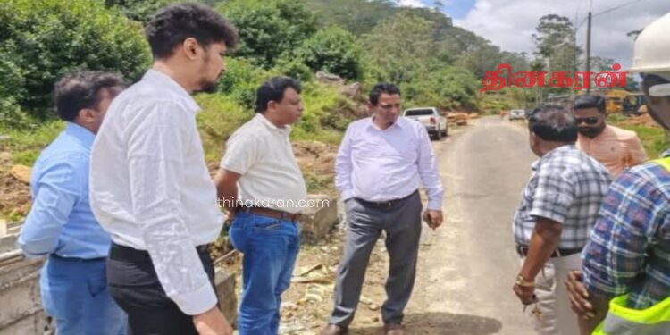 வீதி செப்பனிடும் பணிகளை நேரில் சென்று ஆராய்ந்த நாடாளுமன்ற உறுப்பினர் மஞ்சுள சுரவீர ஆராய்ச்சி.!