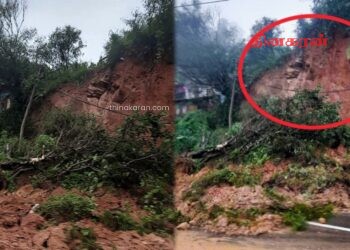 கடும் மழை காரணமாக ஹட்டன் – நுவரெலியா பிரதான வீதியில் மண்சரிவு.!